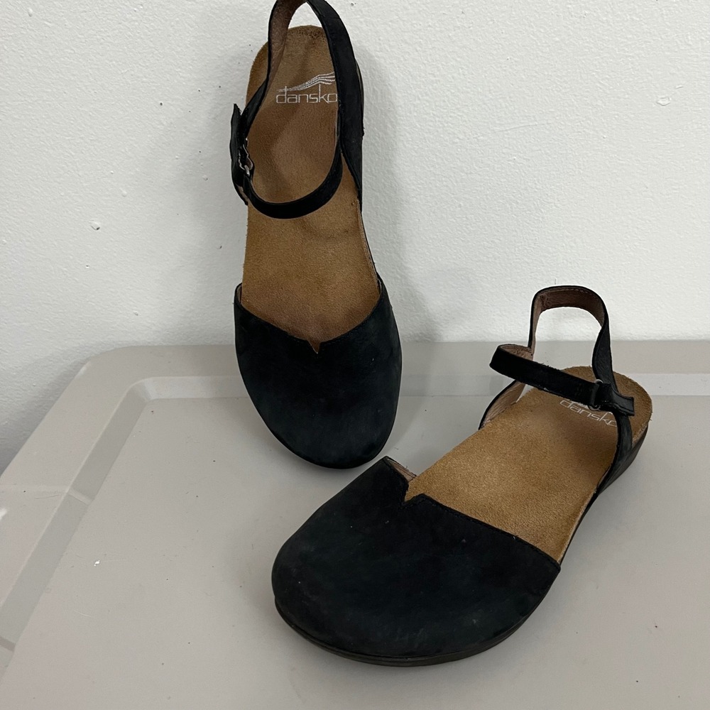 Dansko Black Suede Slingback Sandals